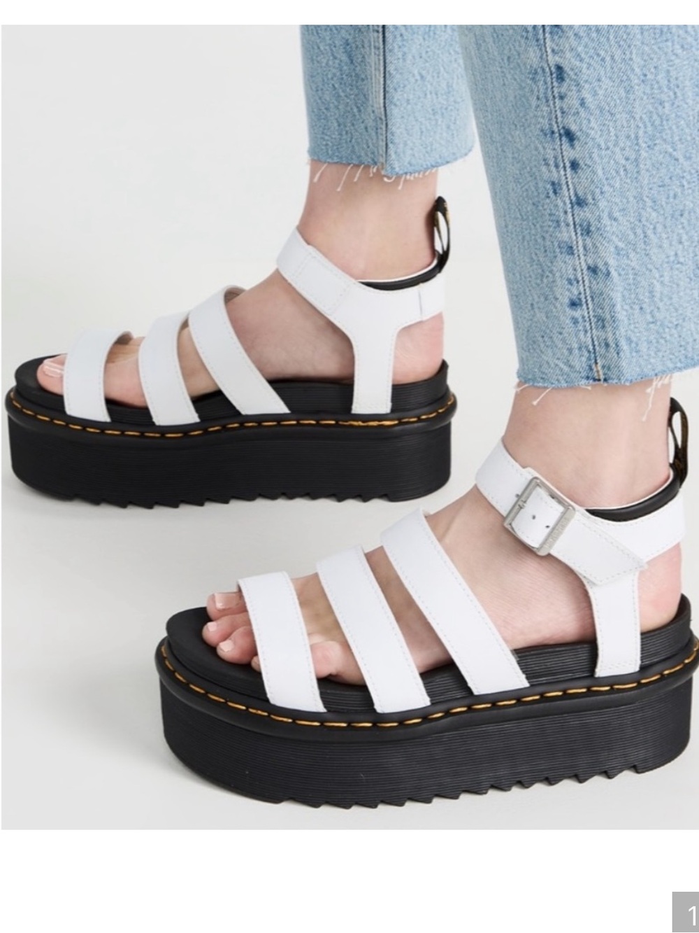 NWOT Dr. Martens Blaire Quad Platform Ankle-Strap Sandals in White size 9